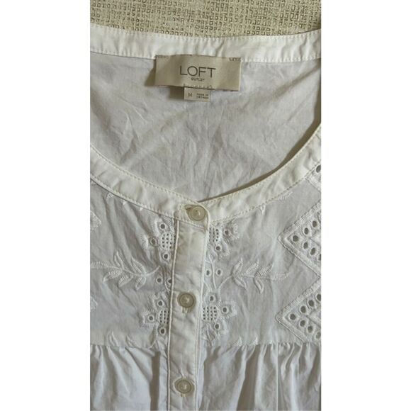 LOFT Anne Taylor white blouse size M - Picture 4 of 8